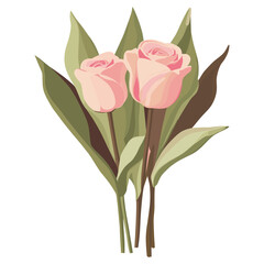 Sticker - Roses and tulips bouquet illustration elegant flower vector