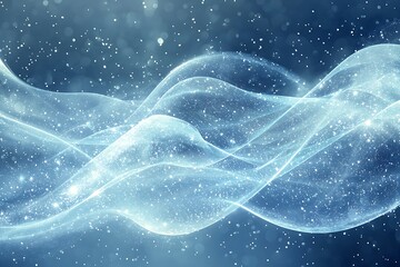 Wall Mural - A soft blue wave background, gently curving and sparkling with light, creating a peaceful and dynamic visual space perfect for minimalistic designs.