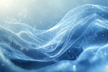 Wall Mural - a soft blue wave background, gently curving and sparkling with light, creating a peaceful and dynami