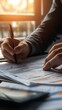 © Littlegirl1398 - Business professional reviewing annual financial report, corporate finance concept, ideal for financial news and business presentations.