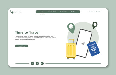 Wall Mural - travel website landing page. graphical user interface for website page