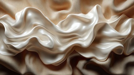 Wall Mural - Creamy white liquid flows on draped fabric, abstract backdrop, for product display