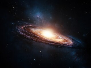 Poster - Stunning Spiral Galaxy with Bright Center and Cosmic Dust Clouds