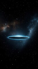 Wall Mural - mysterious ufo shaped object in deep space with glowing edge