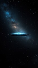 Wall Mural - futuristic spacecraft illuminated in cosmic background of stars