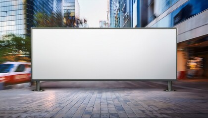 Blank billboard on the street. White blank screen billboard in the city for new product or presentation with empty space 