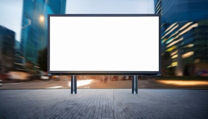 Blank billboard on the street. White blank screen billboard in the city for new product or presentation with empty space 