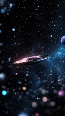 Poster - Futuristic Spaceship Gliding Through Colorful Cosmic Galaxy