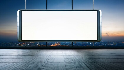 billboard on the road. Blank billboard on the street. White blank screen billboard in the for new product or presentation with empty space.