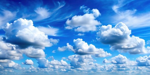 beautiful blue sky background with fluffy white clouds , sky, blue, background, clouds, fluffy, whit