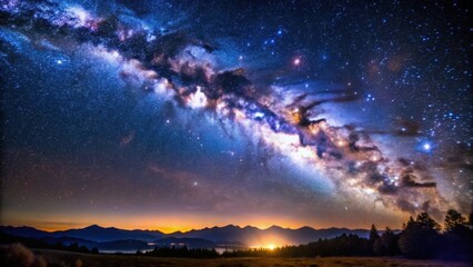 Wall Mural - stunning view of milky way galaxy in the night sky with millions of twinkling stars, milky way, gala