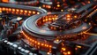 © Justlight - Orange lights illuminate a futuristic quantum computing processor performing complex calculations, showcasing innovative engineering and advanced technology