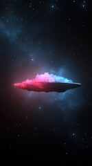Wall Mural - futuristic spaceship floating over colorful nebula in deep space