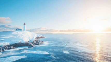 Wall Mural - Stunning Lighthouse Perched on Coastal Cliff with Ocean View