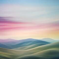 Wall Mural - ethereal landscape with rolling hills and soft pastel sky colors