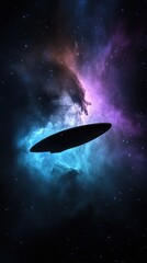 Wall Mural - UFO in Cosmic Nebula with Colorful Background and Starry Sky