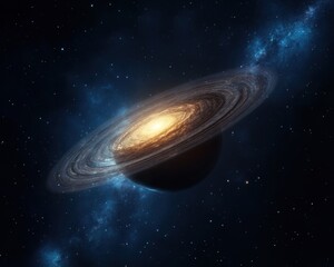Wall Mural - Stunning Galactic Scene with Ringed Planet in Deep Space