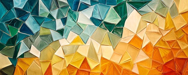 Fototapete - Abstract background forming colorful mosaic pattern with triangles, resembling stained glass or crystal structure