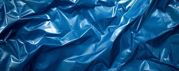Aufkleber - Abstract textured background created by crumpled shiny blue plastic sheet