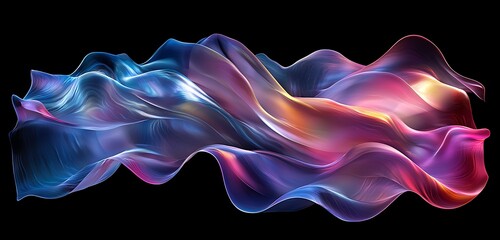 Wall Mural - an iridescent, flowing wave, with colors shifting and morphing like a holographic rainbow, continuou