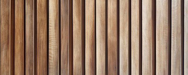 Aufkleber - Sunlight illuminating a vertical wall of natural wood slats creating a rhythmic pattern