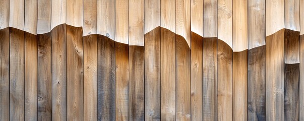 Aufkleber - Modern wall with wooden panels forming a wavy pattern