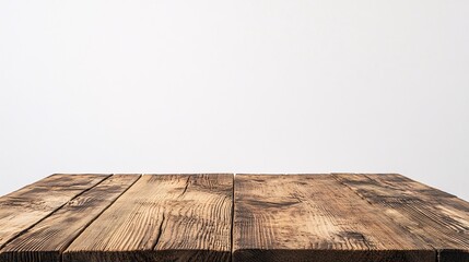 Aufkleber - Empty rustic wooden tabletop on a white background with copy space for text