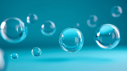 Aufkleber - Soap bubbles are floating on a blue background