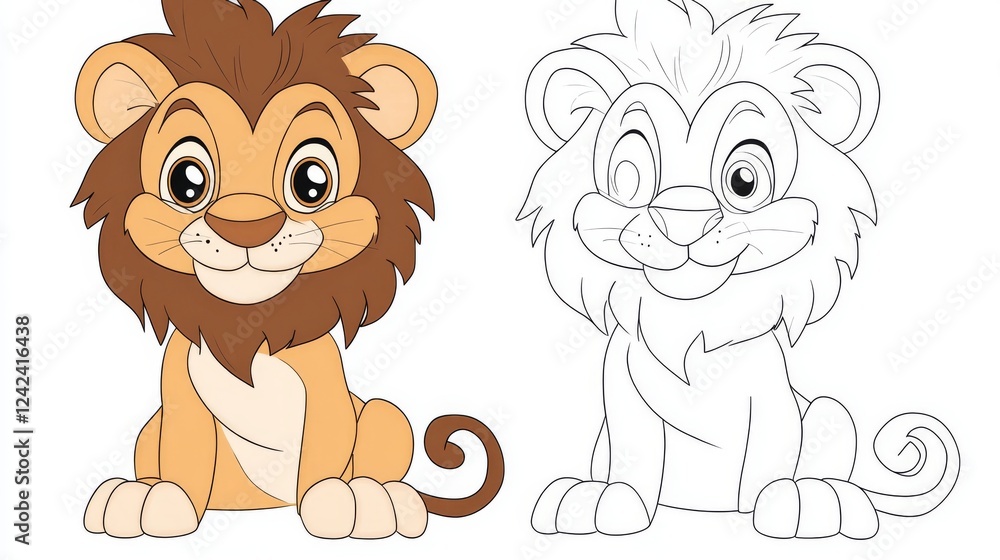 94-a-cute-cartoon-lion-sitting-upright-with-a-friendly-smile-its-tail
