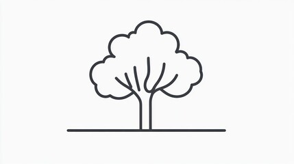 Simple tree illustration, nature, line art, white background, website icon