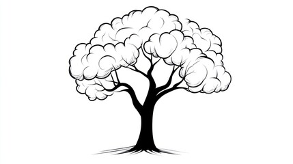 Stylized tree illustration, nature, growth, white background, design element