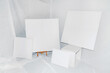 © Lucas Ottone/Stocksy - Blank white canvases in art studio