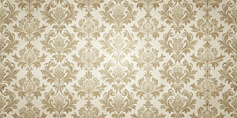 Wall Mural - Elegant Damask Pattern Luxurious Beige and Gold Floral Wallpaper Design