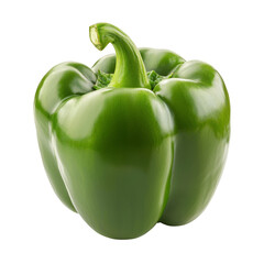 Wall Mural - Single green bell pepper isolate on transparent background, PNG file