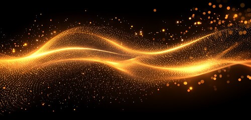 Wall Mural - dynamic neon wave trails of light flowing through a black background, conveying futuristic and scien