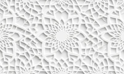 Poster - White floral lace pattern, seamless texture, background design, website decoration