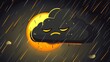 © Sinechana - 9.Vector illustration featuring a frowning cloud outlined in dark gray with a partly visible sun peeking through, paired with diagonal rain streaks in varying transparency.