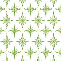 Leinwandbilder - Green floral seamless pattern, textile design, white background (1)