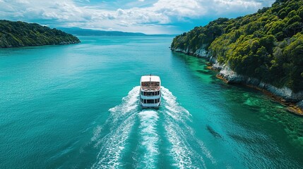 boat tours on the ocean with scenic views and clear water oe ideal for travel photography, capturing