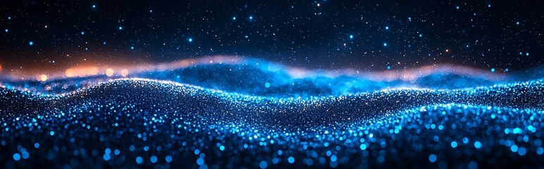 Wall Mural - experience the tranquility of a blue gradient background where grainy glowing blue light illuminates
