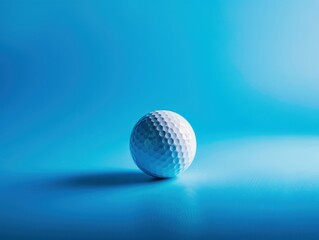 Golf Ball on a Bright Blue Background Showcasing Texture and Shape