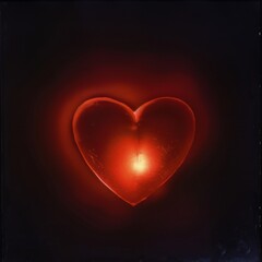 Canvas Print - Soft Red Heart Glow on a Dark Background