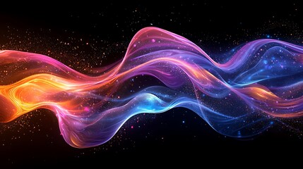 Wall Mural - fluid neon holographic waves in motion, with vibrant gradient hues flowing across the design for a c