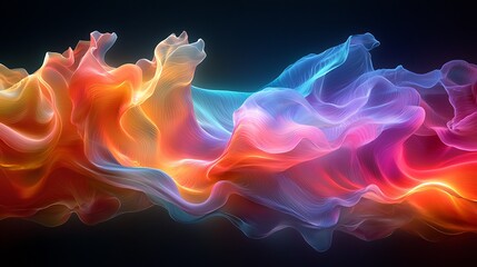 Wall Mural - fluid neon holographic waves in motion, with vibrant gradient hues flowing across the design for a c
