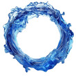 © KP - A circular splash of blue water, dynamically shaped with flowing curves and splashes, conveying movement and energy.