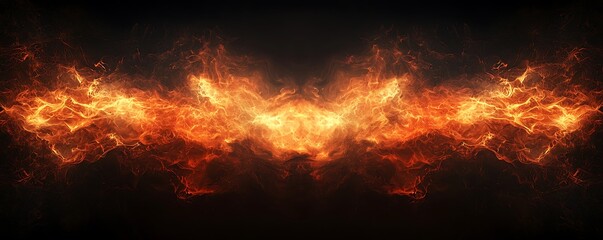 Wall Mural - generative ai art of burning flames with a fiery border, textures isolated on a black background for