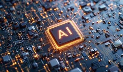 AI circuit board, chip innovation. Artificial Intelligence technology concept, Digital technology. AI, artificial intelligence Future digital background.