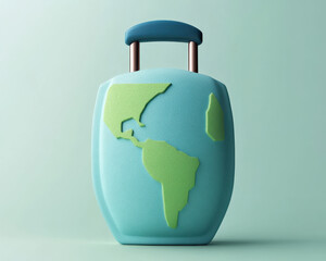 Wall Mural - colorful suitcase featuring world map design, symbolizing travel and adventure. vibrant colors evoke sense of excitement and exploration