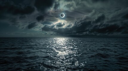 Sticker - A Stunning Solar Eclipse Over the Ocean's Tranquil Waters