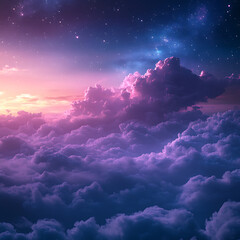 Wall Mural - celestial sky in an otherworldly realm, featuring clouds illuminated by soft celestial light. the co
